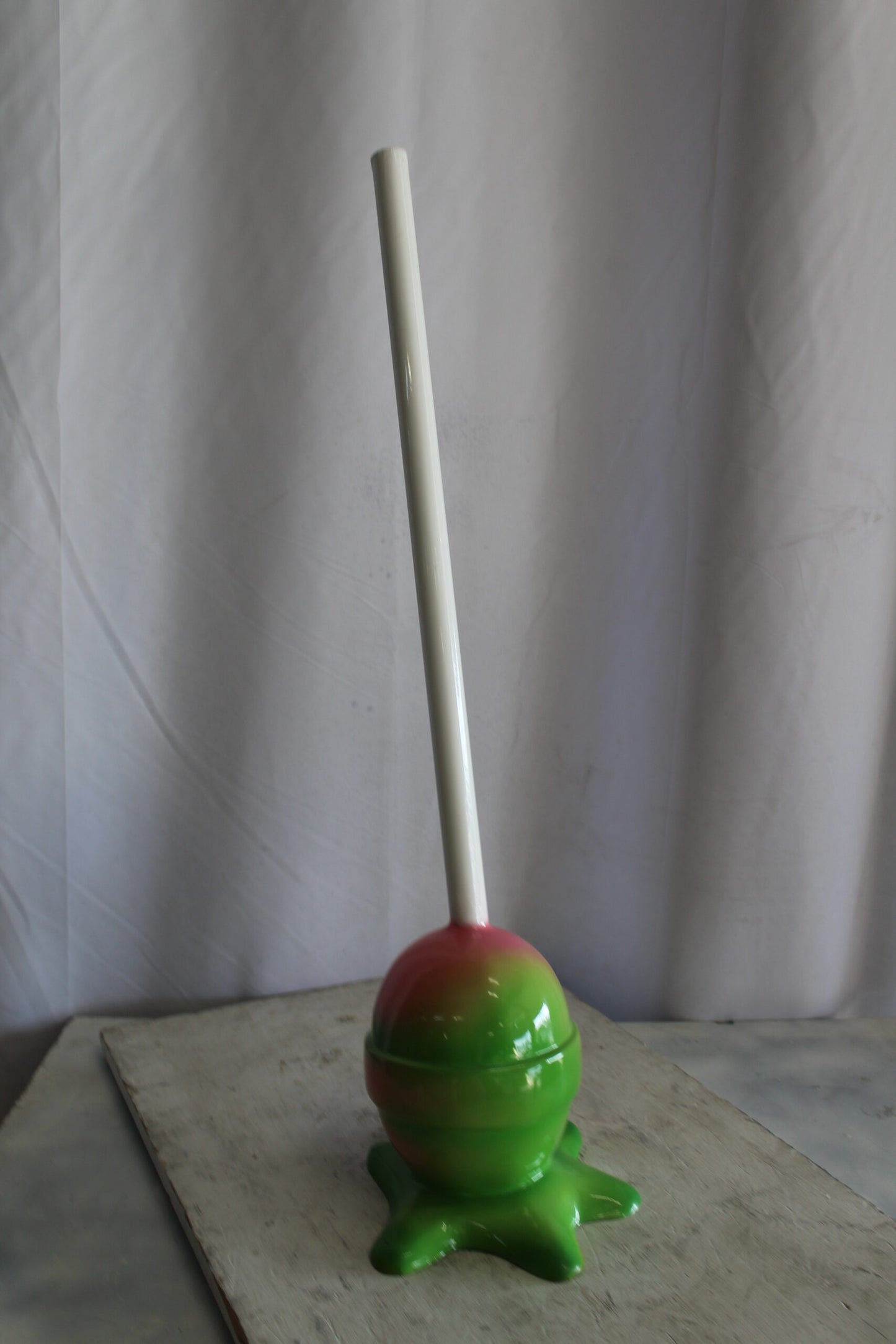 Green and pink Oversized Fiberglass Lollipop Statue 10" x 10" x 34"H
