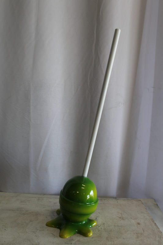 Green and Yellow Oversized Fiberglass Lollipop Statue 7" x 7" x 21"H