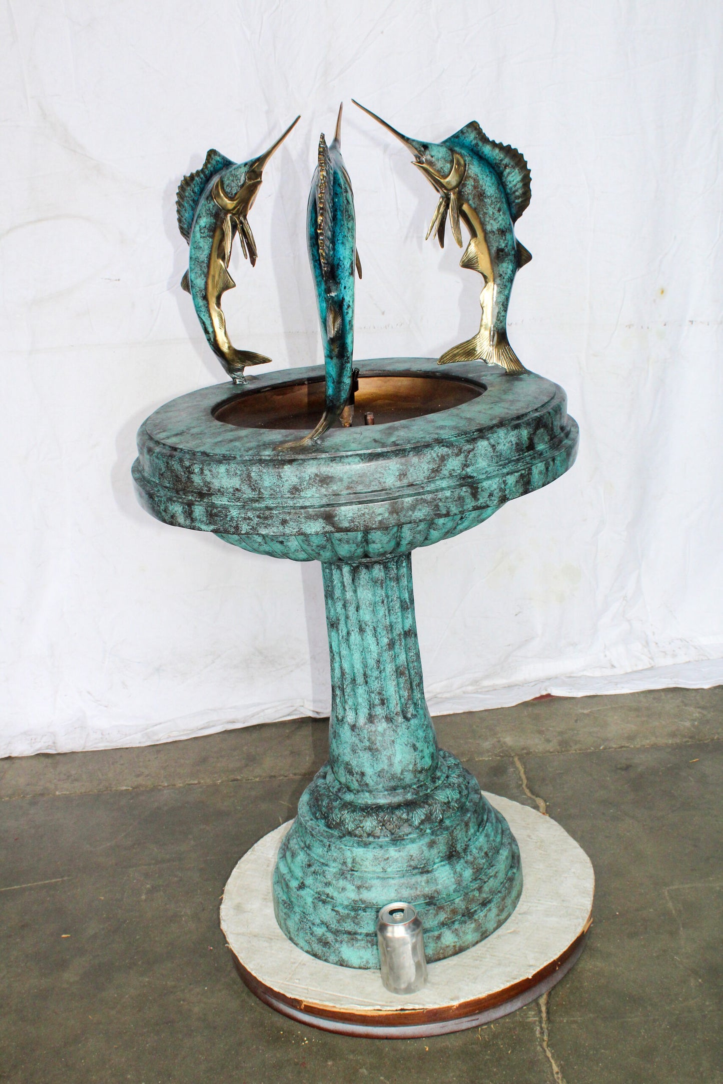 Three Sailfish Bronze Fountain Green Patina Finish 29" x 29" x 50"H