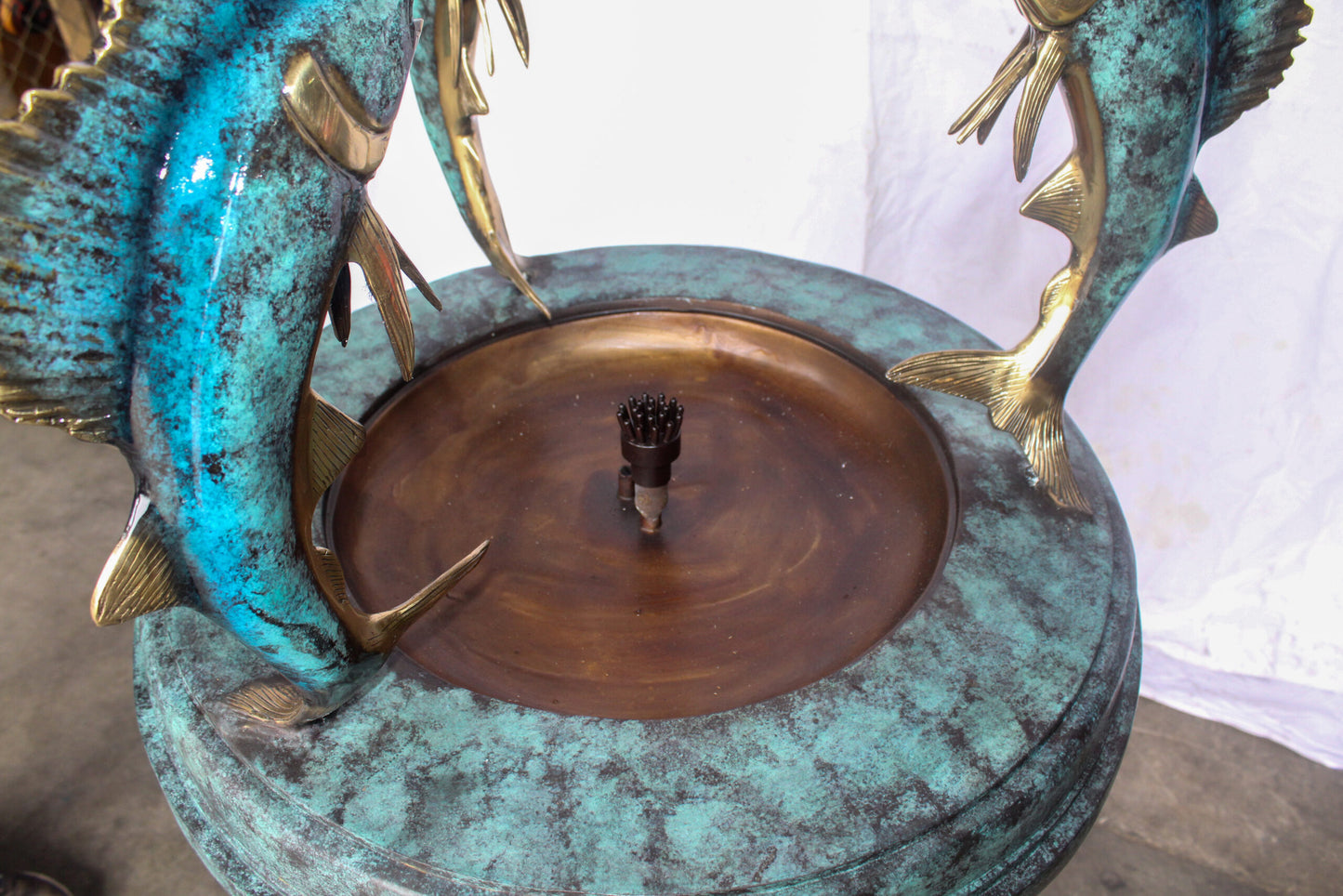 Three Sailfish Bronze Fountain Green Patina Finish 29" x 29" x 50"H