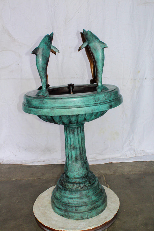 Three Dolphins Bronze Fountain Green Patina Finish 26" x 26" x 47"H