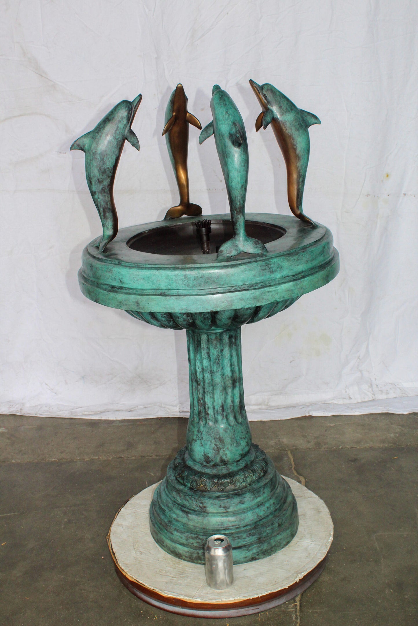Three Dolphins Bronze Fountain Green Patina Finish 26" x 26" x 47"H