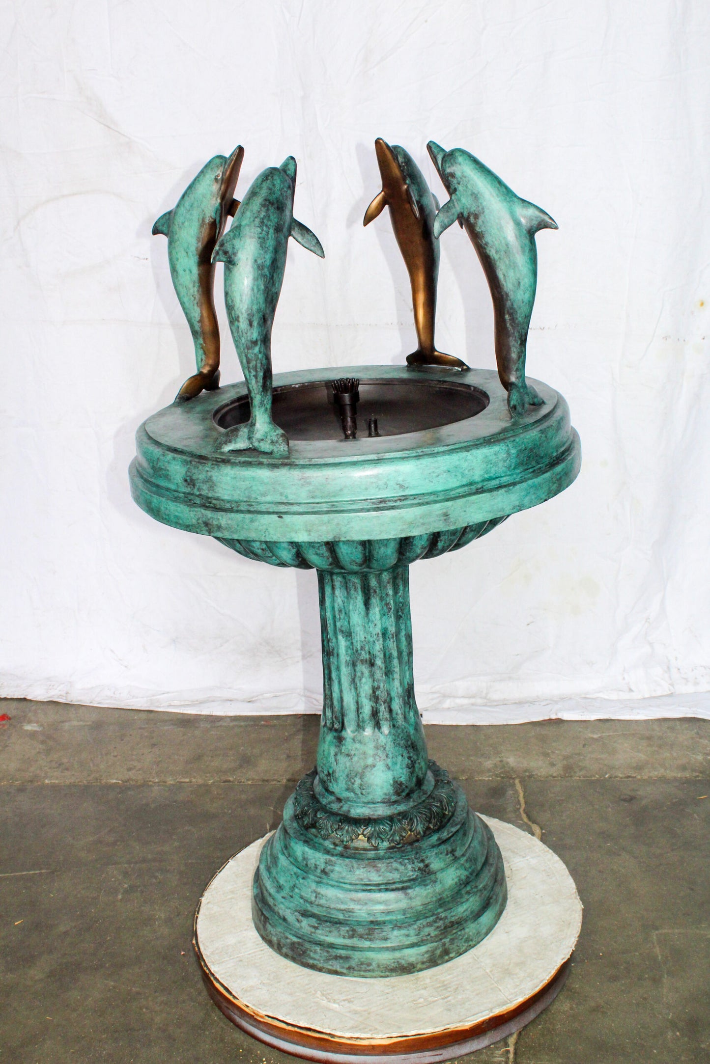 Three Dolphins Bronze Fountain Green Patina Finish 26" x 26" x 47"H