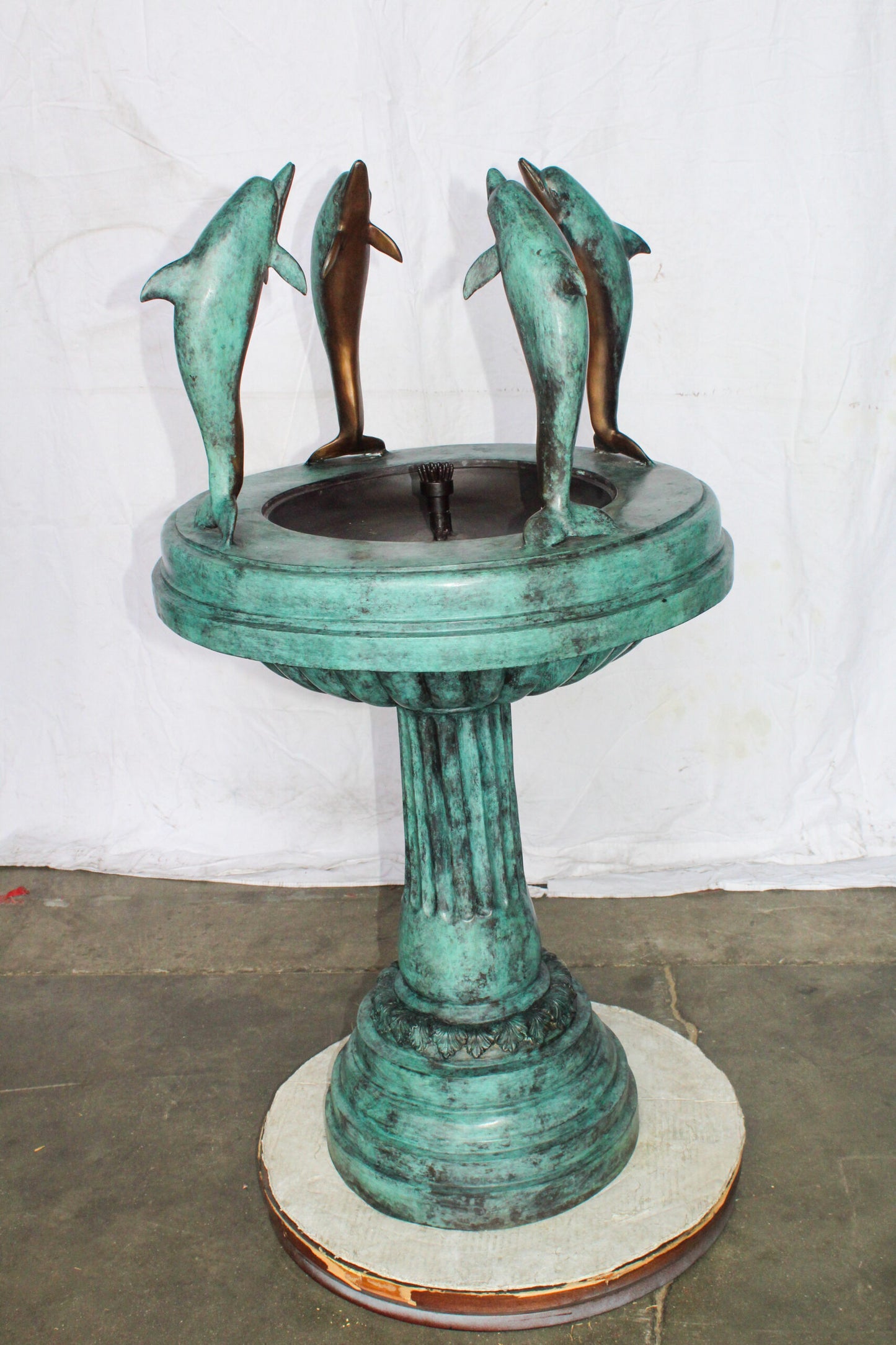 Three Dolphins Bronze Fountain Green Patina Finish 26" x 26" x 47"H