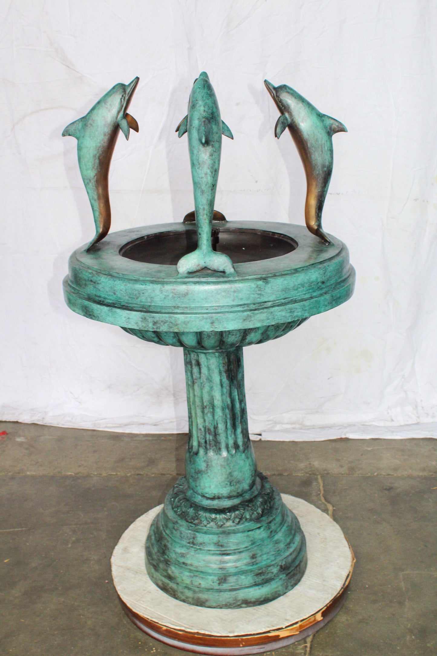 Three Dolphins Bronze Fountain Green Patina Finish 26" x 26" x 47"H