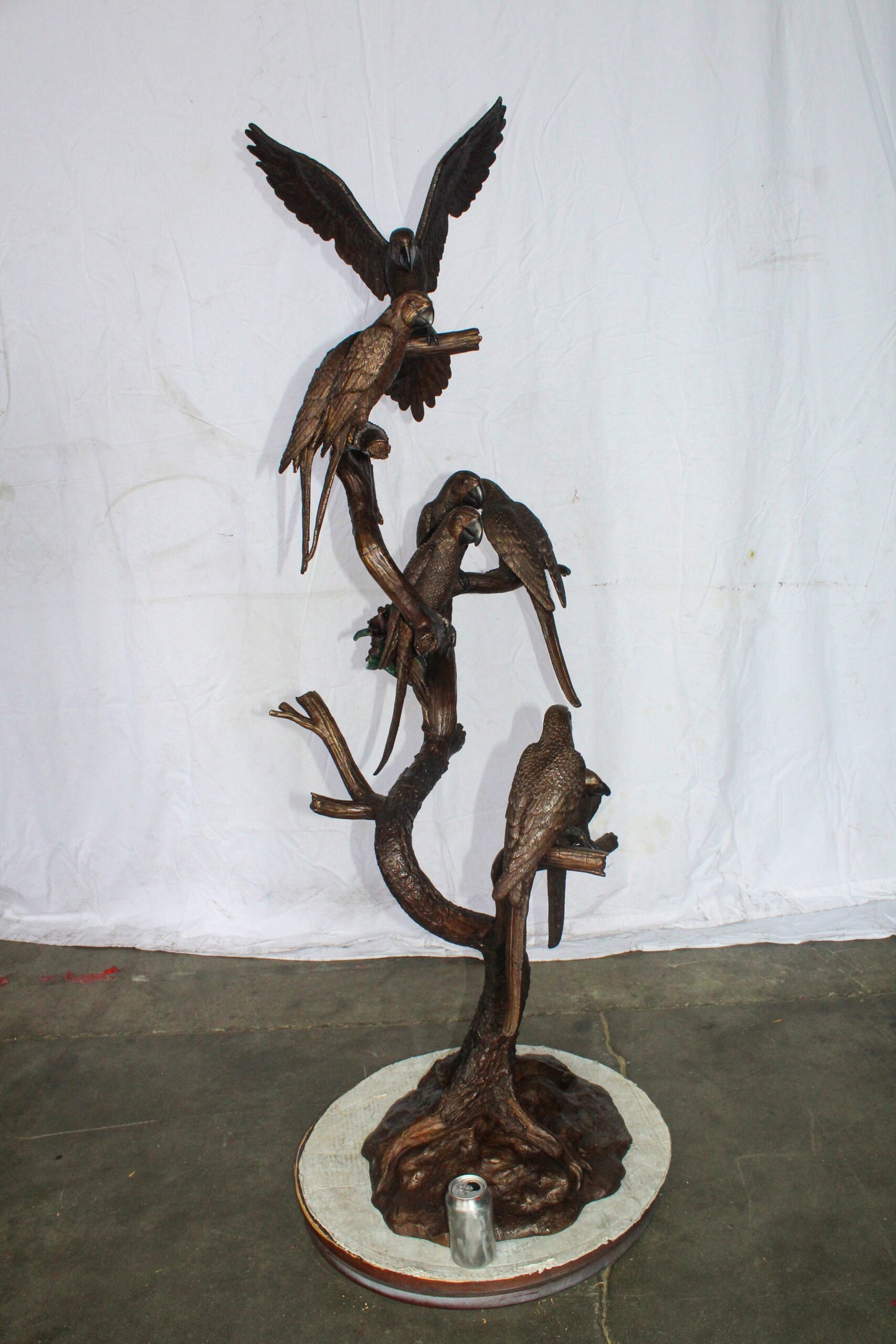 Eight Parrots Standing on a Tree Bronze Statue 33" x 24" x 66"H