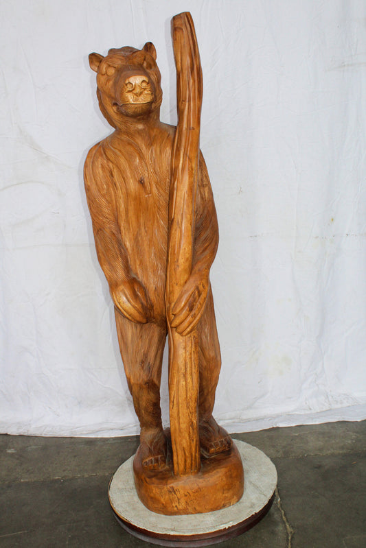 Life Size Wood Standing Bear Statue, Impressive Decor Piece 19" x 16" x 62"H