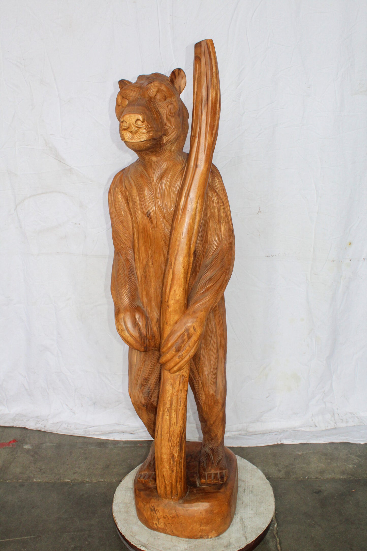Life Size Wood Standing Bear Statue, Impressive Decor Piece 19" x 16" x 62"H