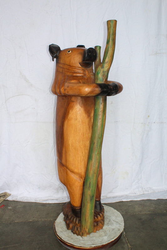 Wooden Giant Standing Pig Statue 25" x 16" x 65"H