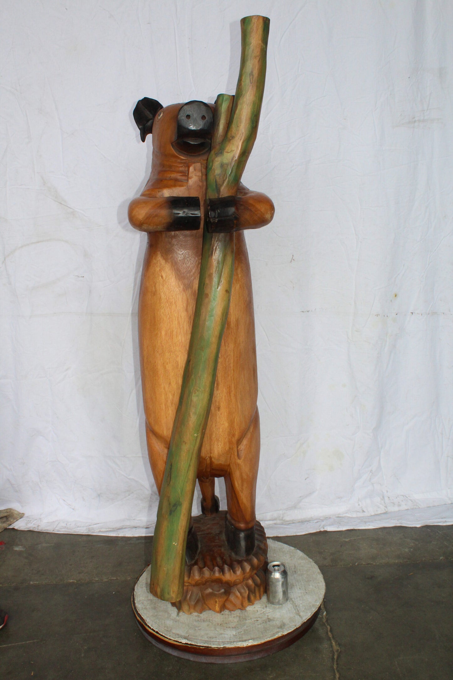 Wooden Giant Standing Pig Statue 25" x 16" x 65"H