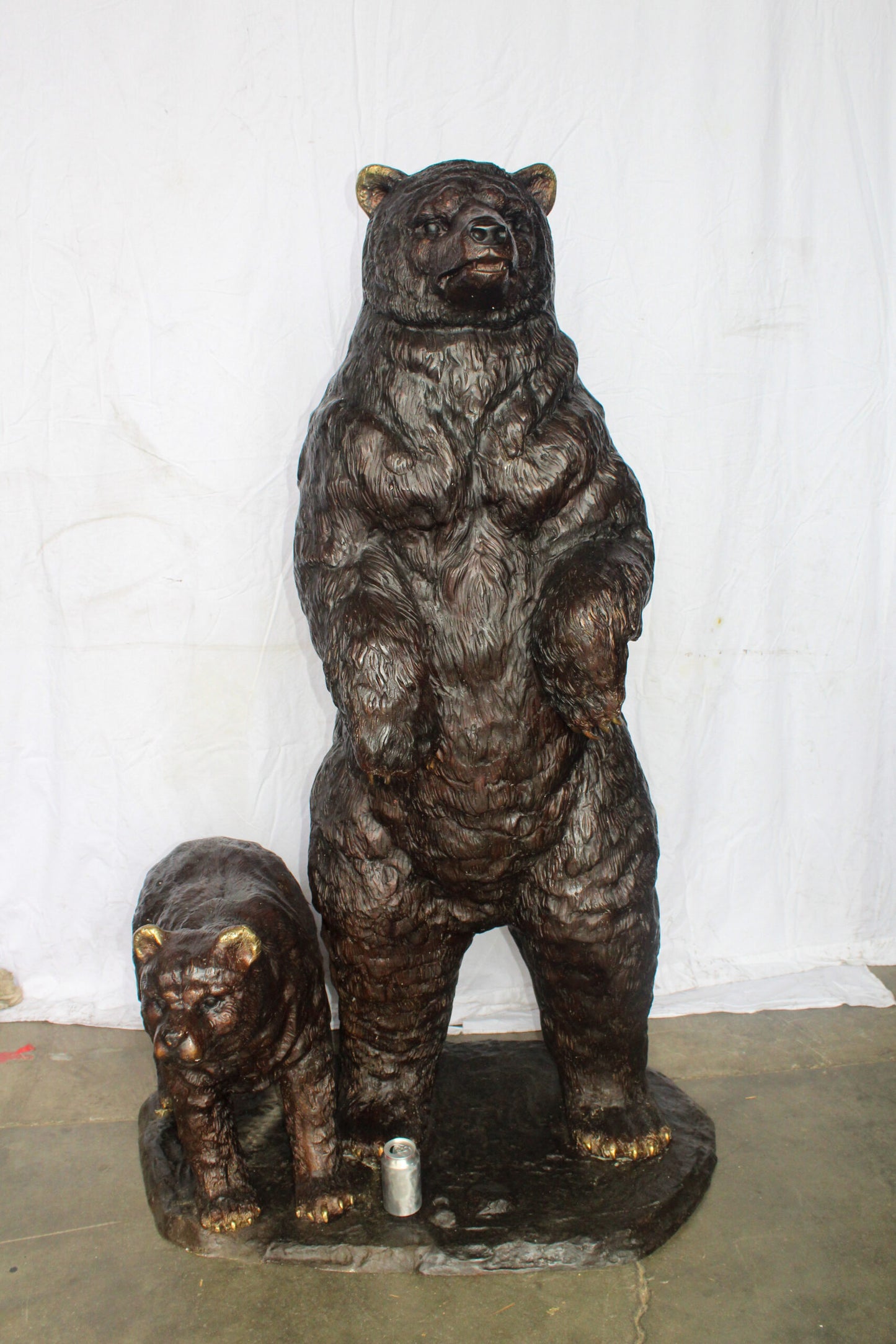 Giant Bronze Statue of a Standing Bear and Cub 46" x 34" x 70"H