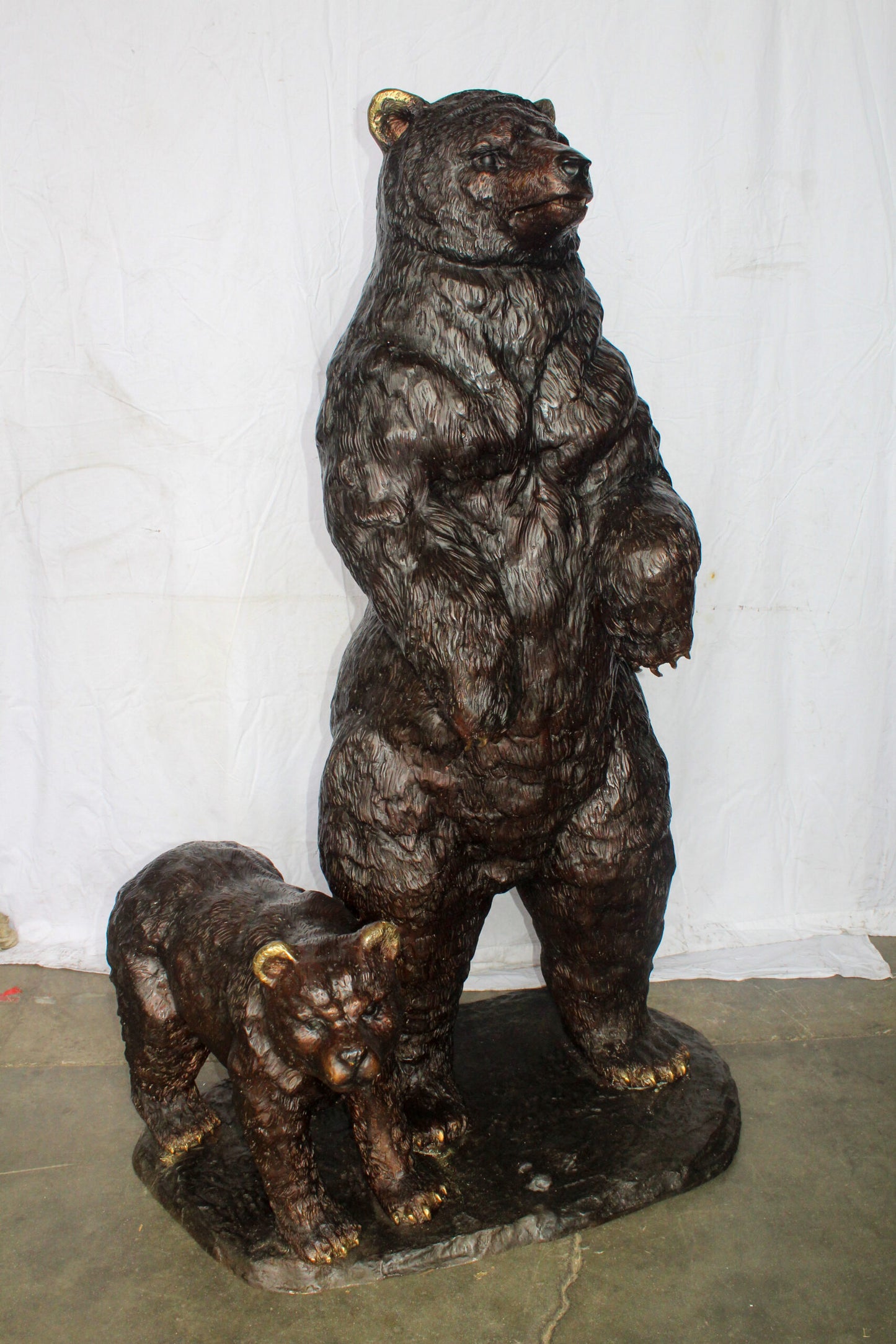 Giant Bronze Statue of a Standing Bear and Cub 46" x 34" x 70"H