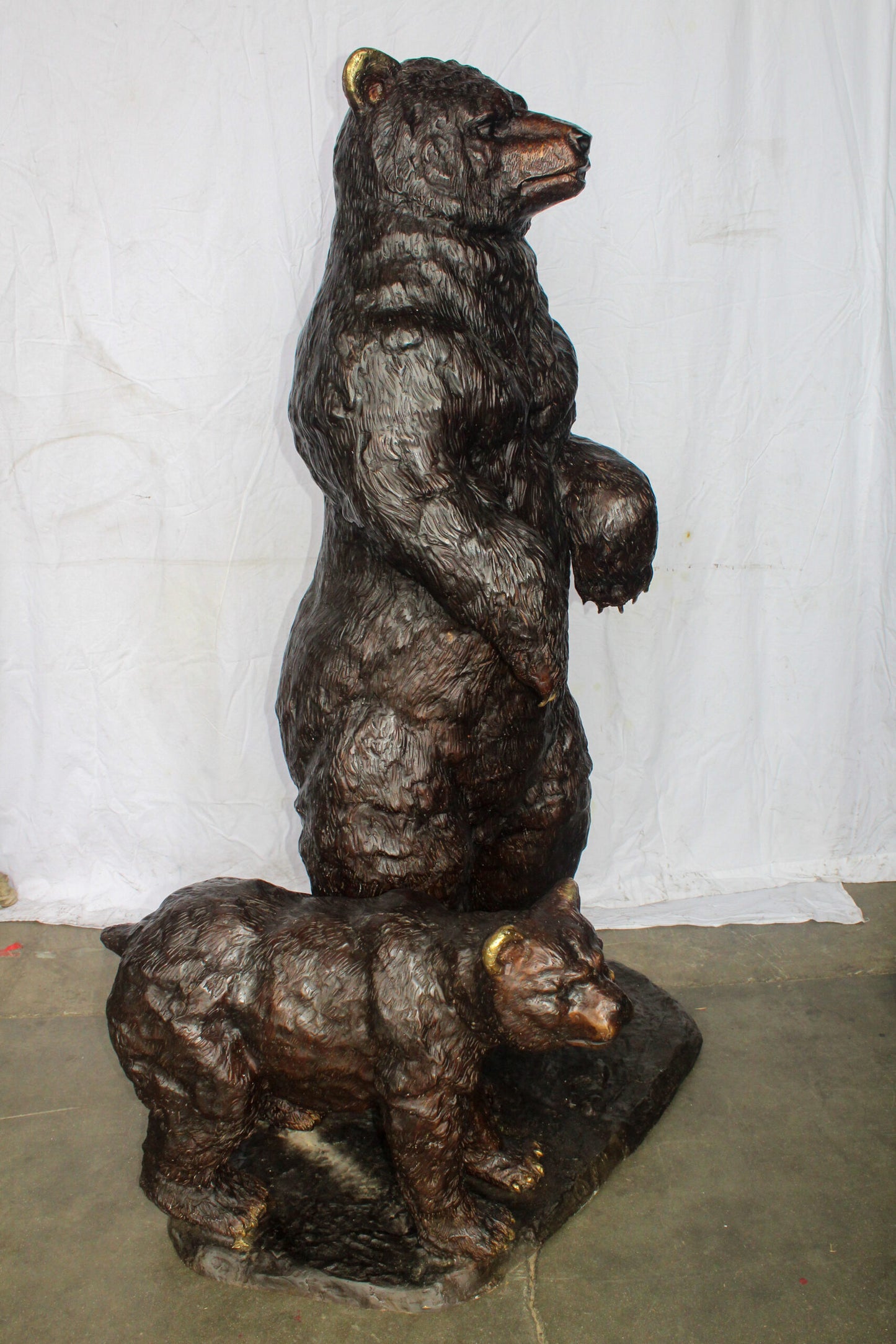 Giant Bronze Statue of a Standing Bear and Cub 46" x 34" x 70"H