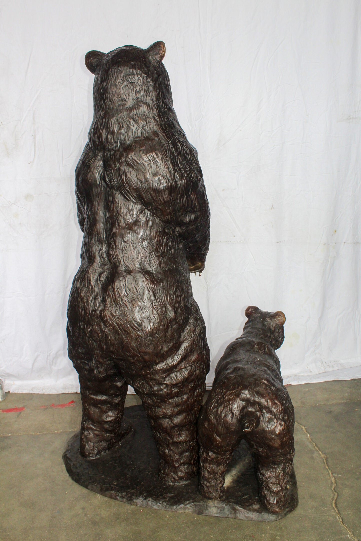 Giant Bronze Statue of a Standing Bear and Cub 46" x 34" x 70"H