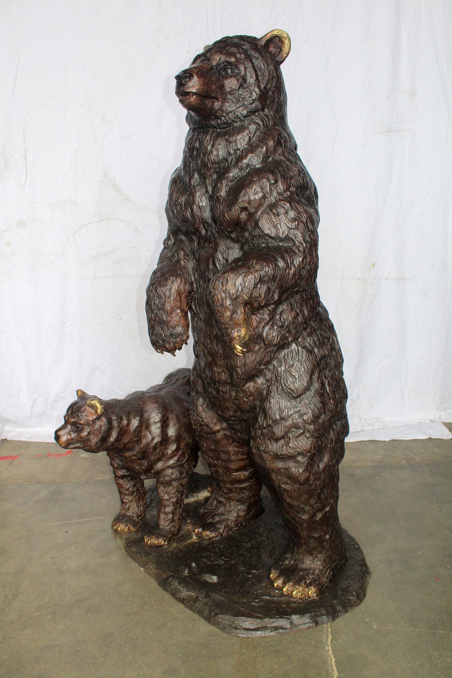 Giant Bronze Statue of a Standing Bear and Cub 46" x 34" x 70"H