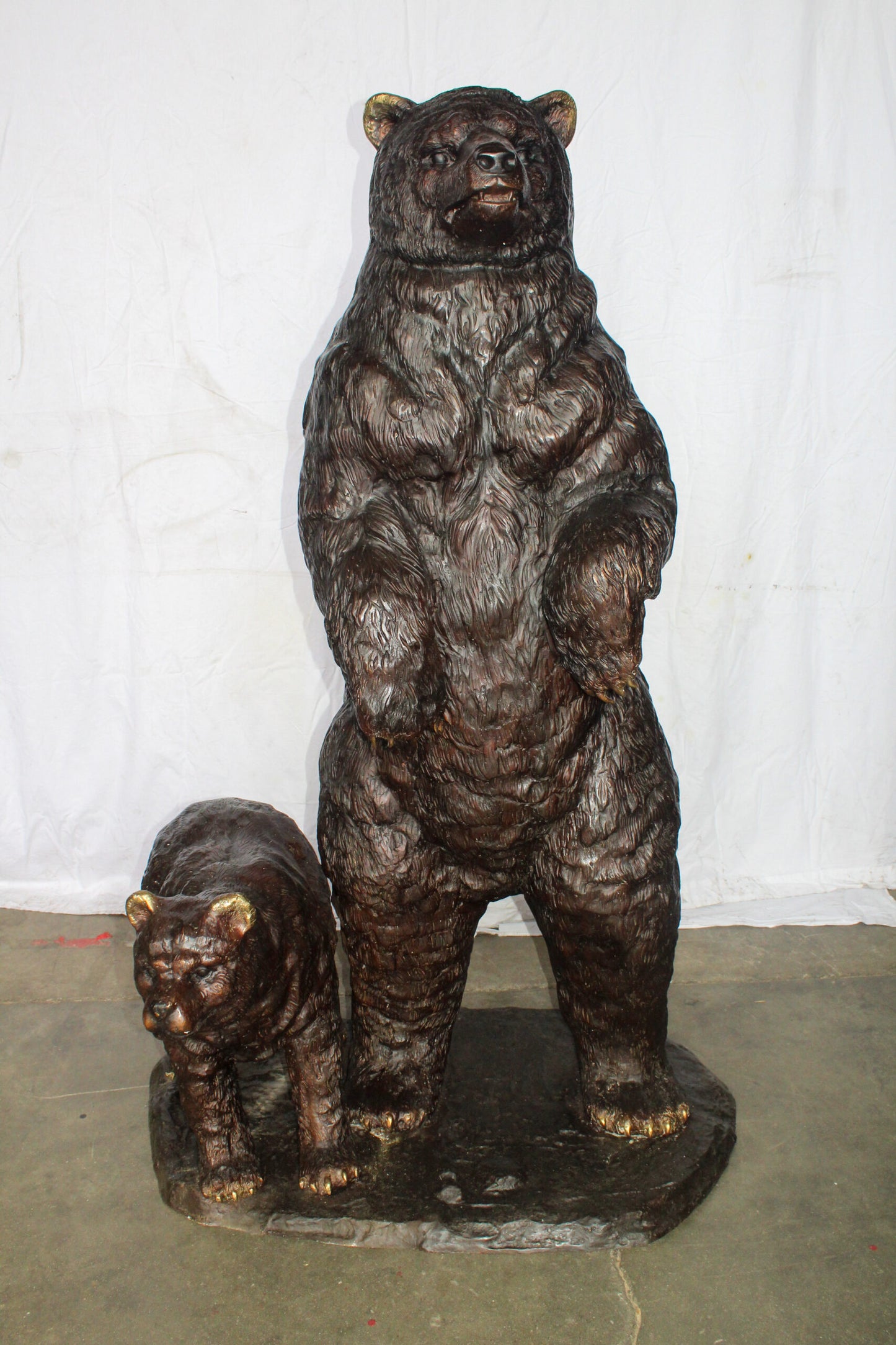 Giant Bronze Statue of a Standing Bear and Cub 46" x 34" x 70"H