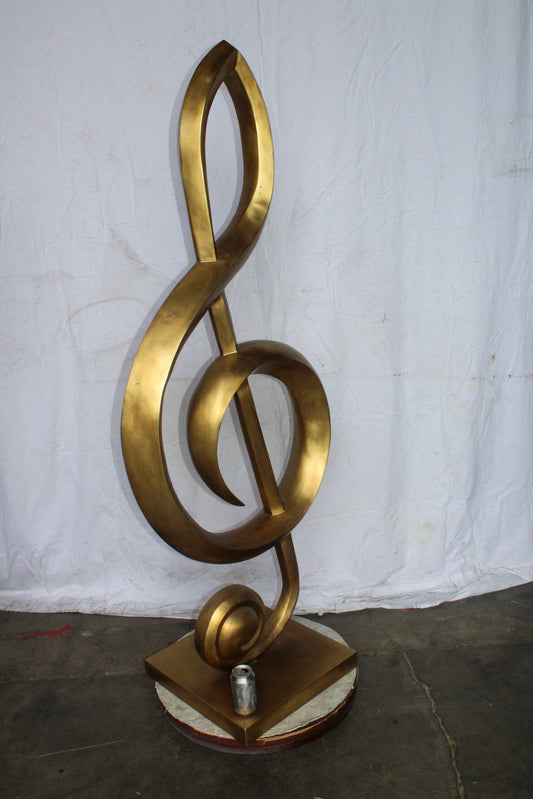 Treble Clef Music Note Giant Bronze Statue Gold Finish 27" x 18" x 67"H