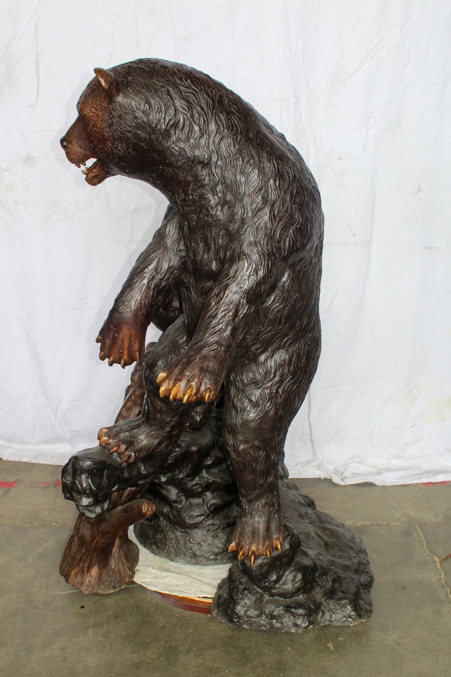 Giant Bronze Statue of a Standing Bear and Cub by the River 40" x 38" x 55"H