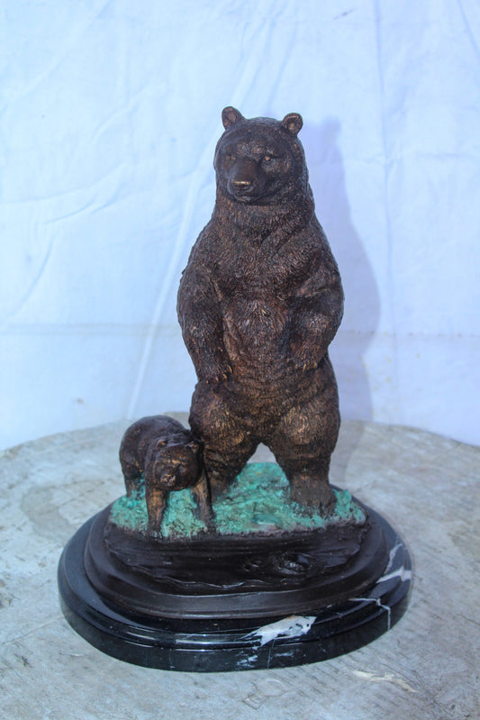 Bronze Cub And Mama Bear Statue, Perfect Wildlife Decor for Home 10" x 8" x 13"H