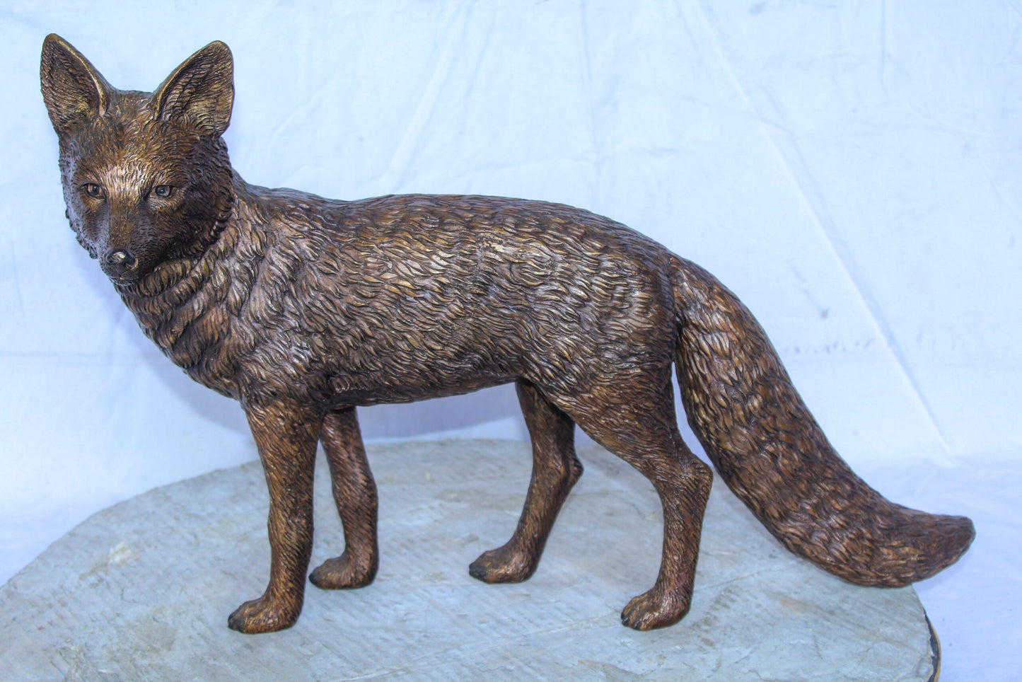 Elegant Standing Fox Bronze Statue, Stunning Wildlife Decor 24" x 6" x 15"H
