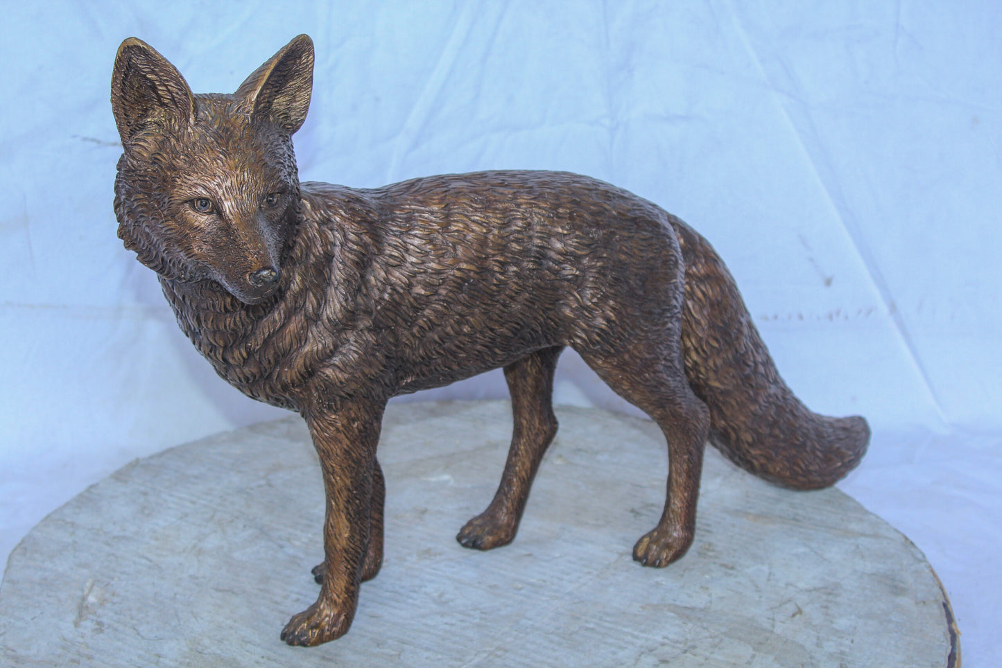 Elegant Standing Fox Bronze Statue, Stunning Wildlife Decor 24" x 6" x 15"H
