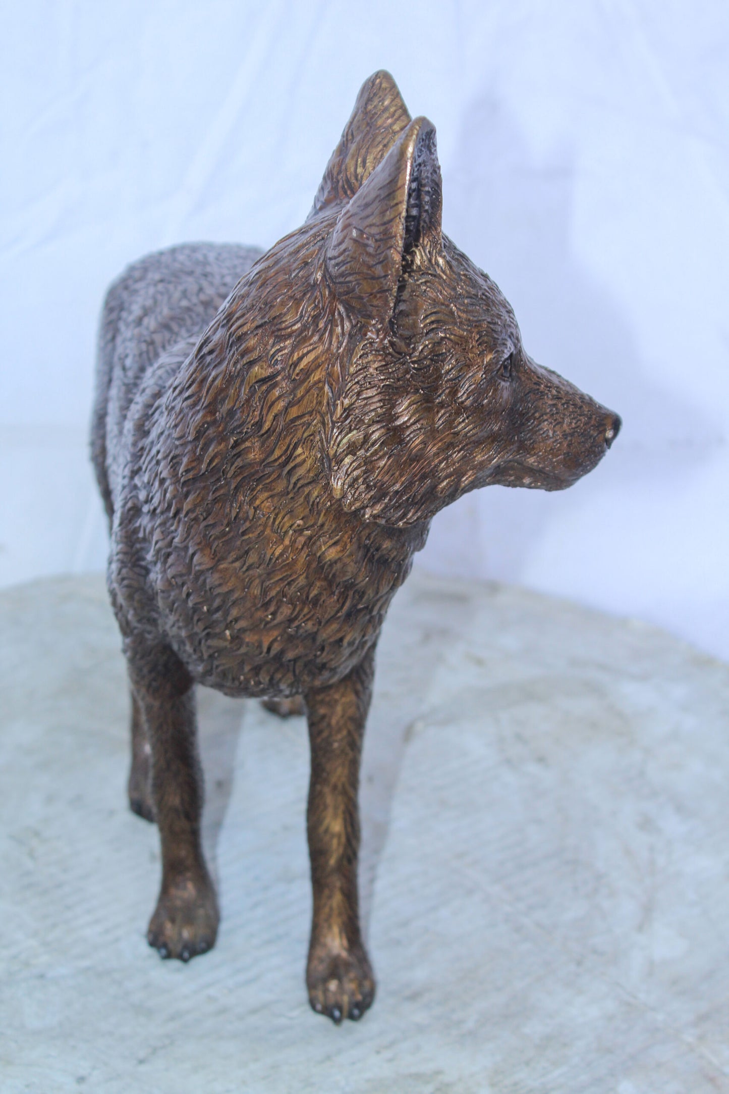 Elegant Standing Fox Bronze Statue, Stunning Wildlife Decor 24" x 6" x 15"H