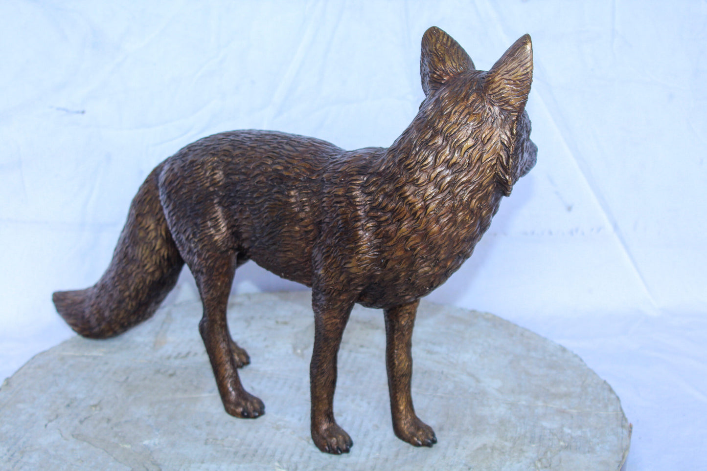 Elegant Standing Fox Bronze Statue, Stunning Wildlife Decor 24" x 6" x 15"H
