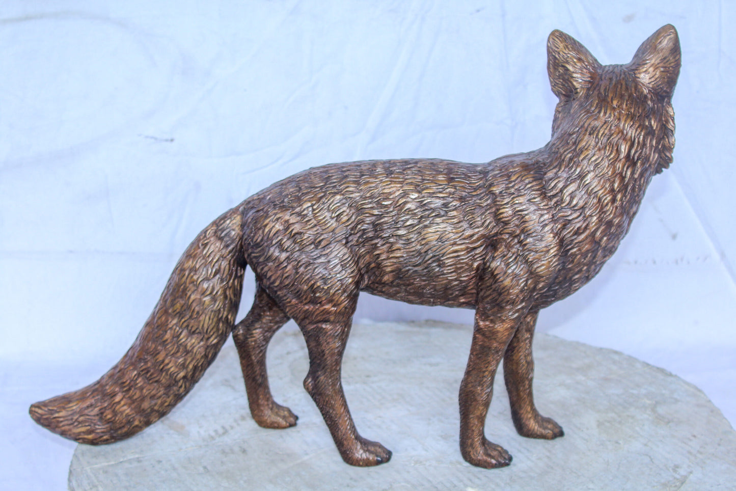 Elegant Standing Fox Bronze Statue, Stunning Wildlife Decor 24" x 6" x 15"H