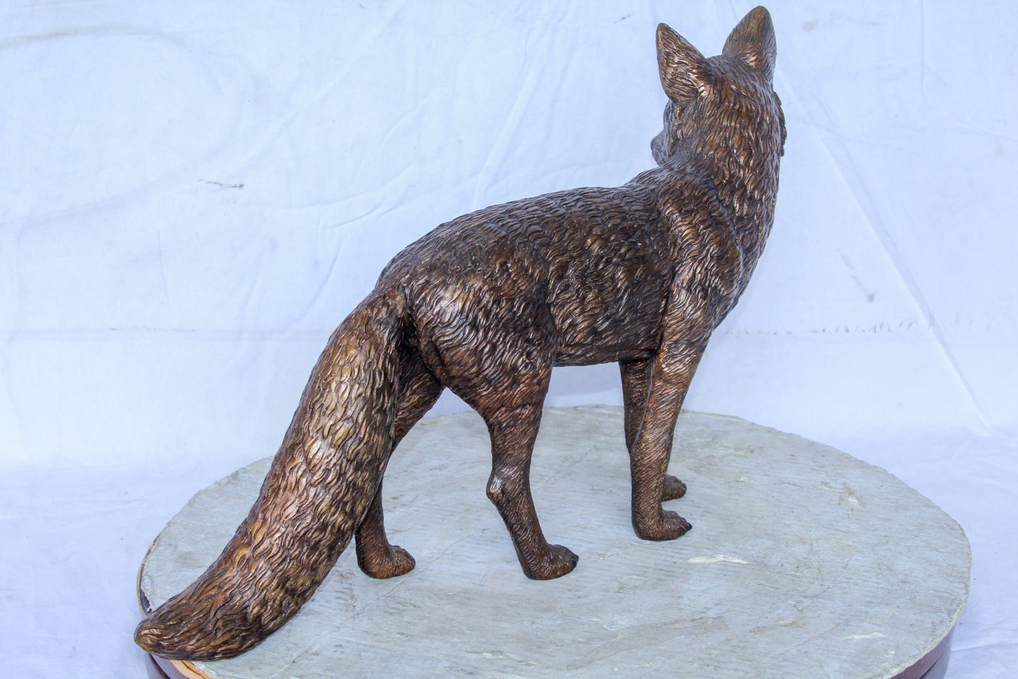 Elegant Standing Fox Bronze Statue, Stunning Wildlife Decor 24" x 6" x 15"H