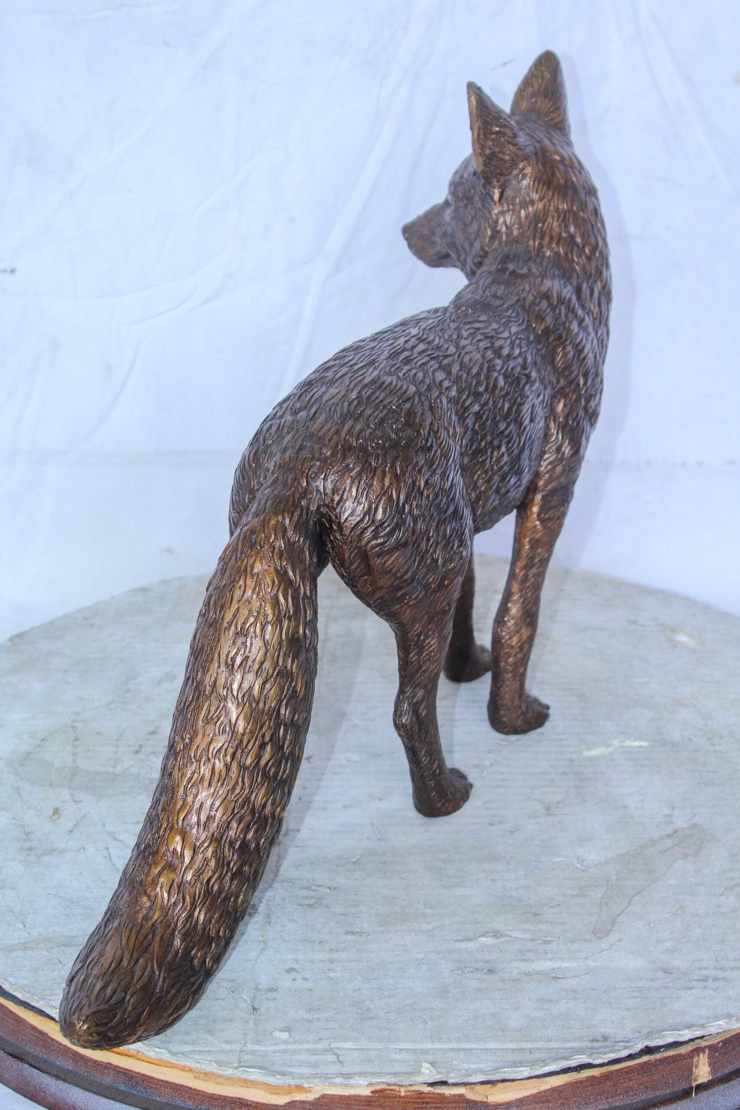 Elegant Standing Fox Bronze Statue, Stunning Wildlife Decor 24" x 6" x 15"H