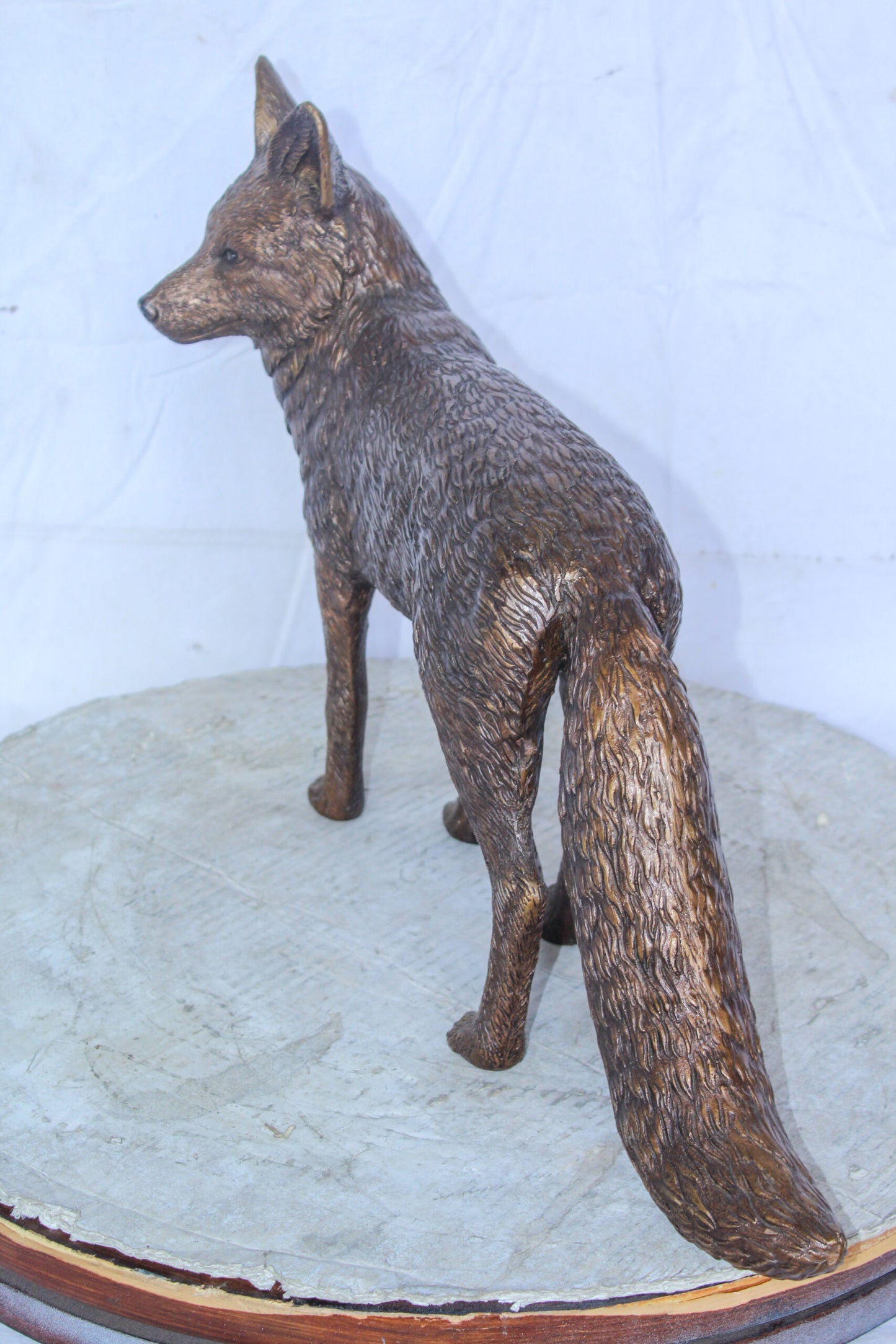 Elegant Standing Fox Bronze Statue, Stunning Wildlife Decor 24" x 6" x 15"H