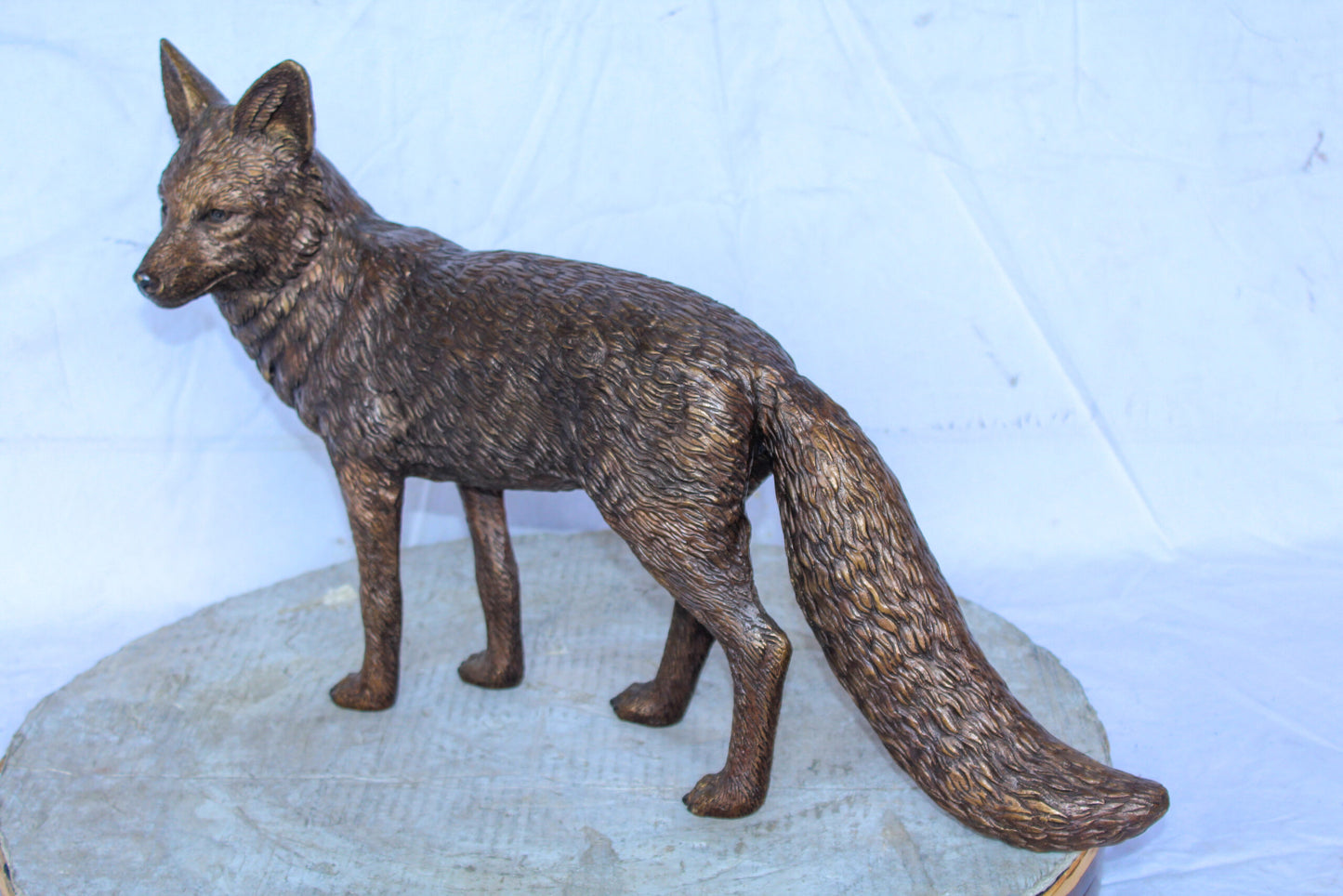 Elegant Standing Fox Bronze Statue, Stunning Wildlife Decor 24" x 6" x 15"H