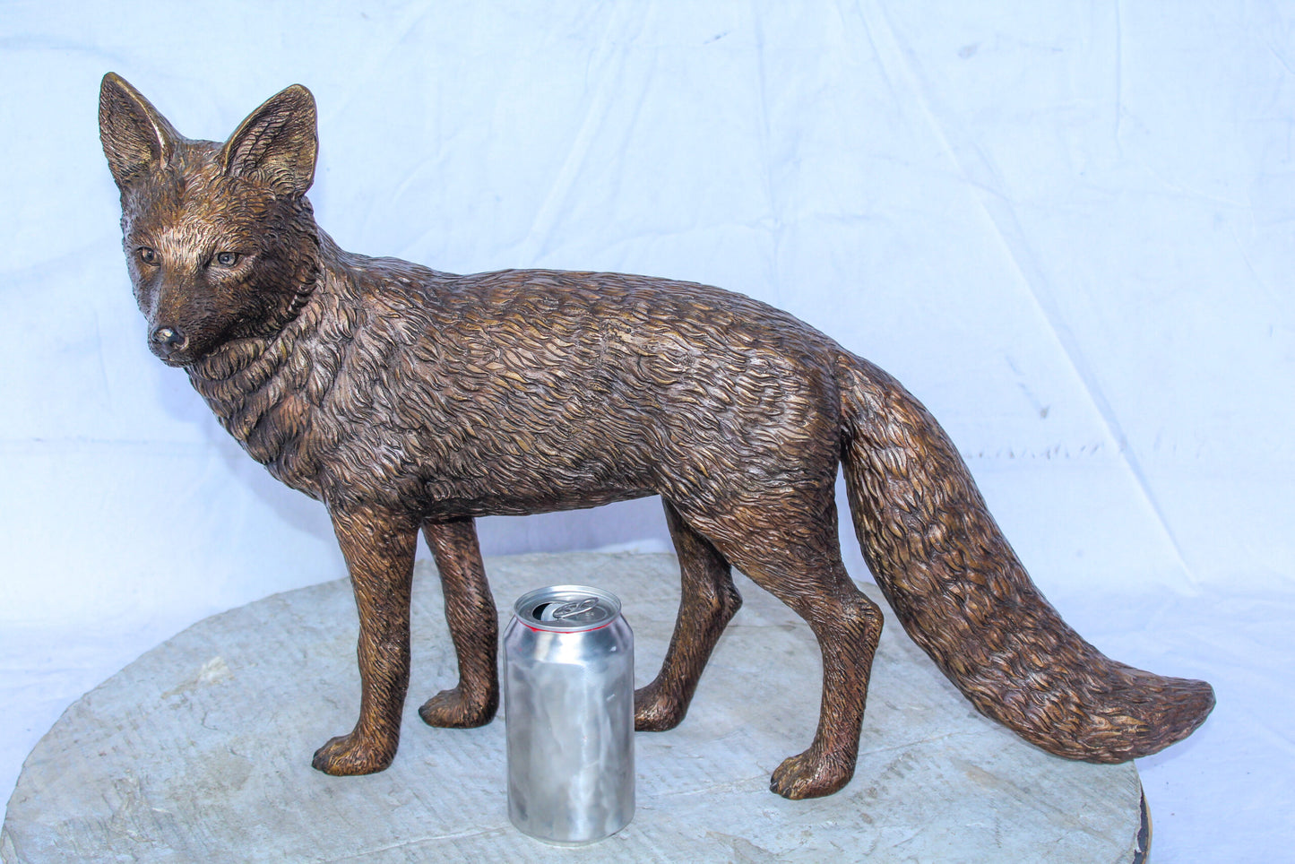 Elegant Standing Fox Bronze Statue, Stunning Wildlife Decor 24" x 6" x 15"H