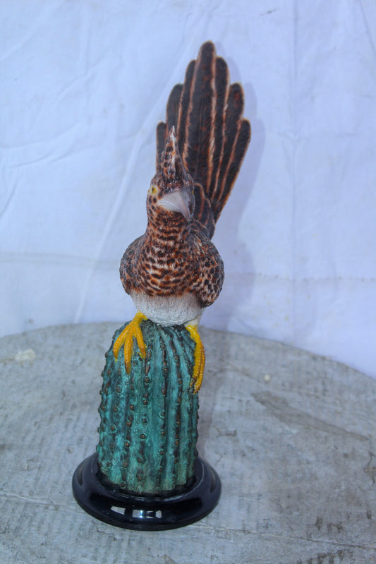 Vibrant Colored Roadrunner Bird Bronze Statue, Wildlife Decor 15" x 5" x 13"H