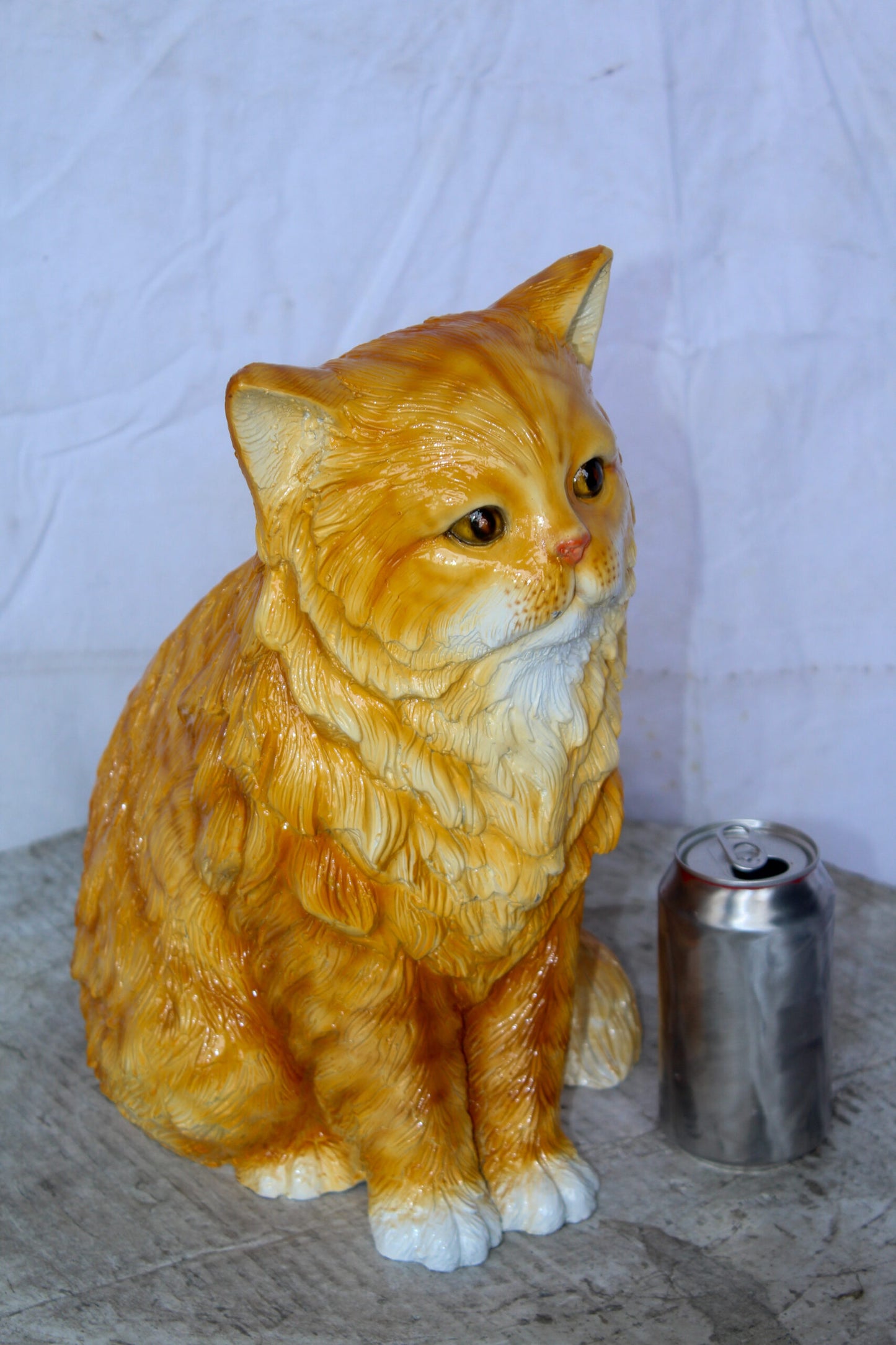 Vibrant Colored Cat Bronze Statue, Charming for Cat Lovers 12" x 10" x 14"H