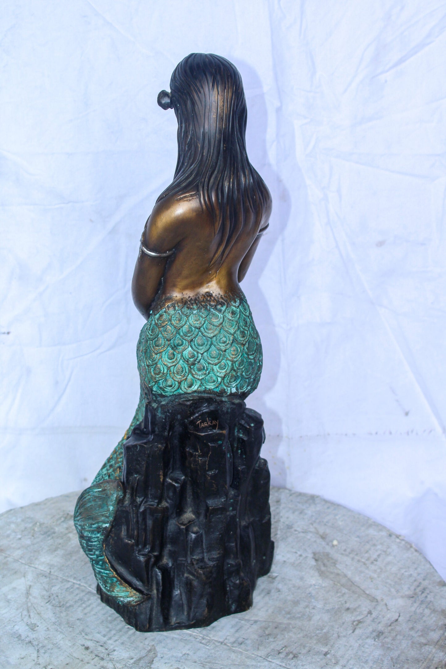 Enchanting Mermaid on Rock by Water Bronze Statue Nude Art 10" x 9" x 24"H