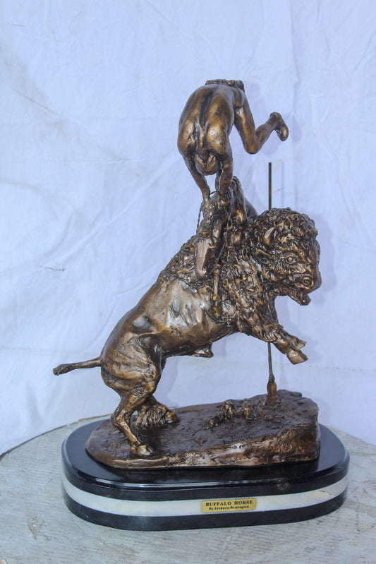 Buffalo Horse Remington Replica Bronze Statue 15" x 9" x 22"H