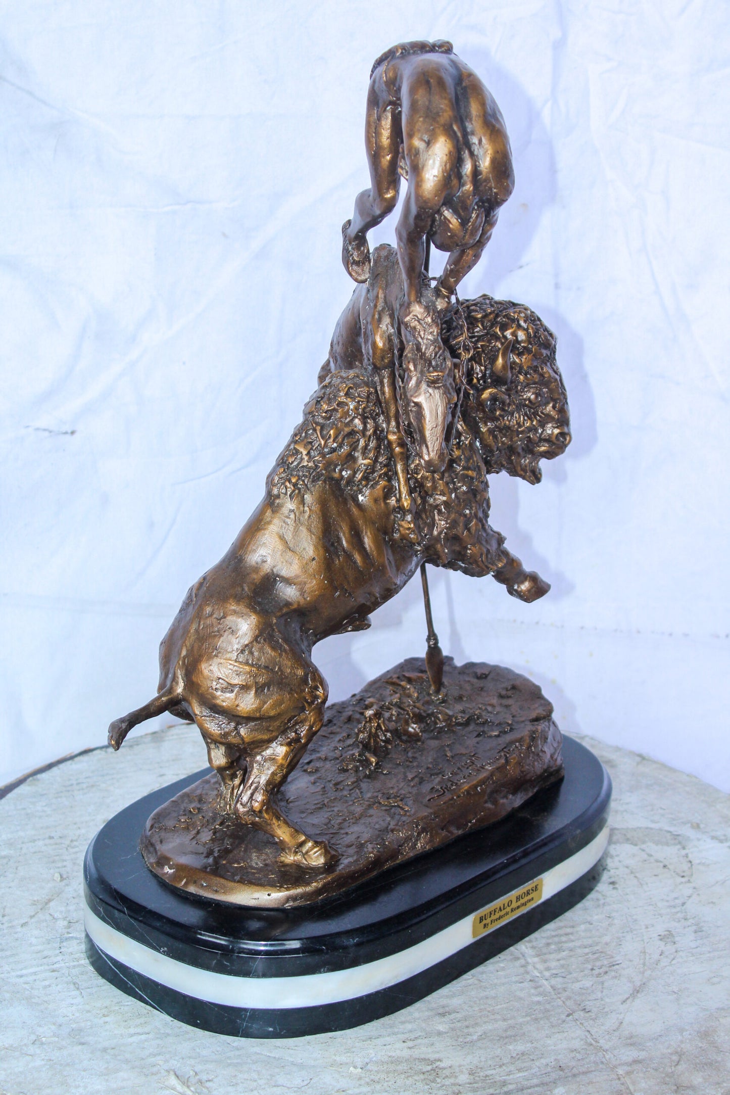 Buffalo Horse Remington Replica Bronze Statue 15" x 9" x 22"H