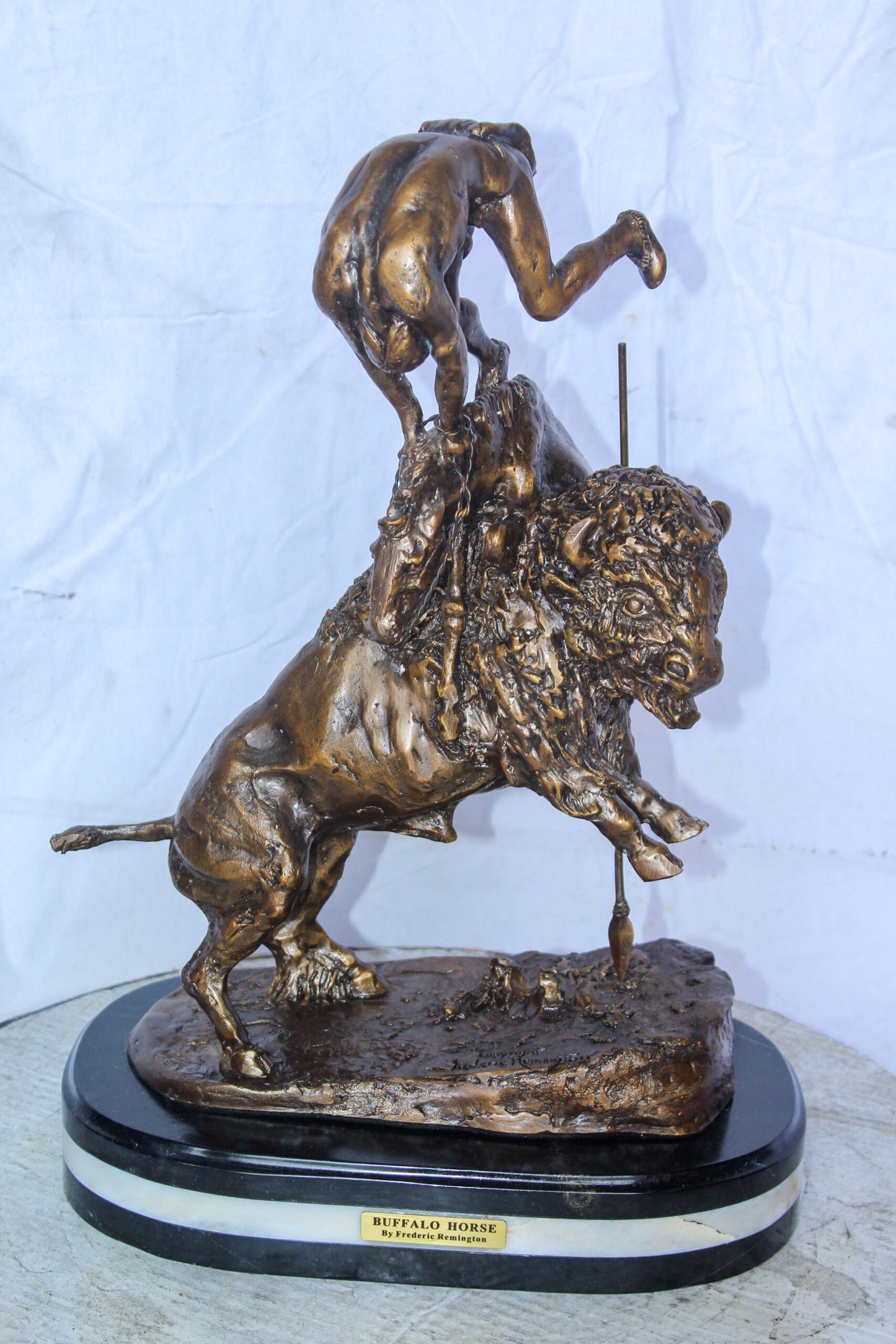 Buffalo Horse Remington Replica Bronze Statue 15" x 9" x 22"H