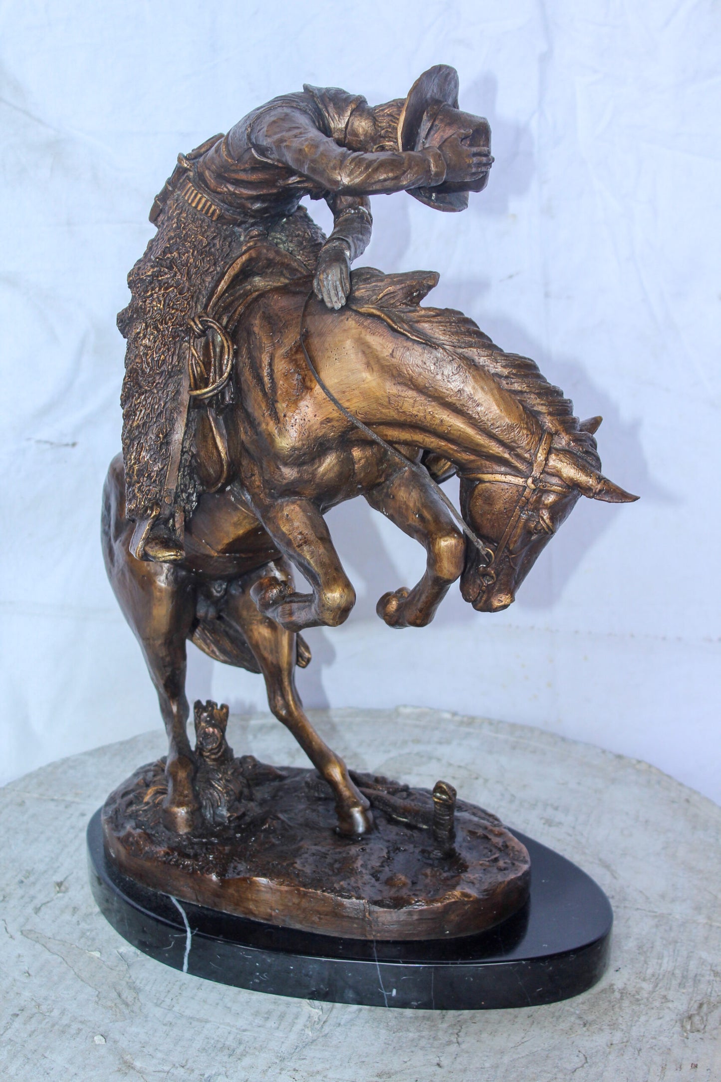 Rattle Snake Remington Replica Bronze Statue, Western Decor 15" x 10" x 22"H