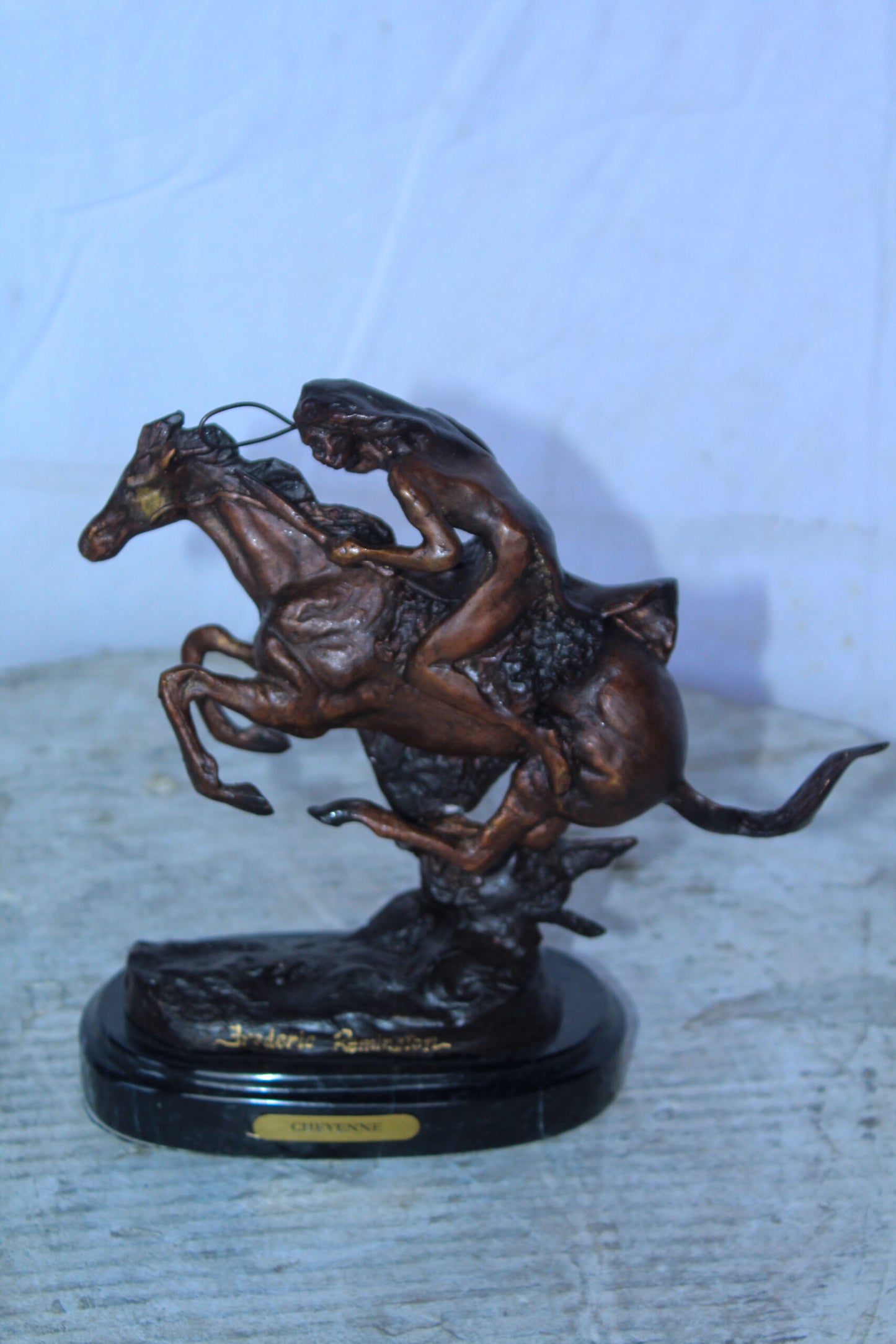 Nifao Cheyenne by Remington Bronze Statue Replica - Iconic Western Decor - Compact Yet Bold Design, 9"L x 3"W x 9"H