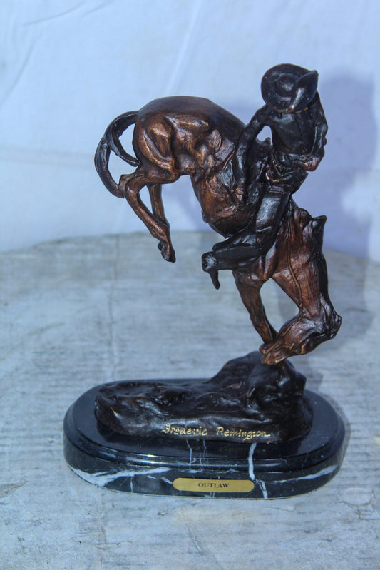 Outlaw by Remington Bronze Statue Replica, Western Decor 7" x 3" x 10"H