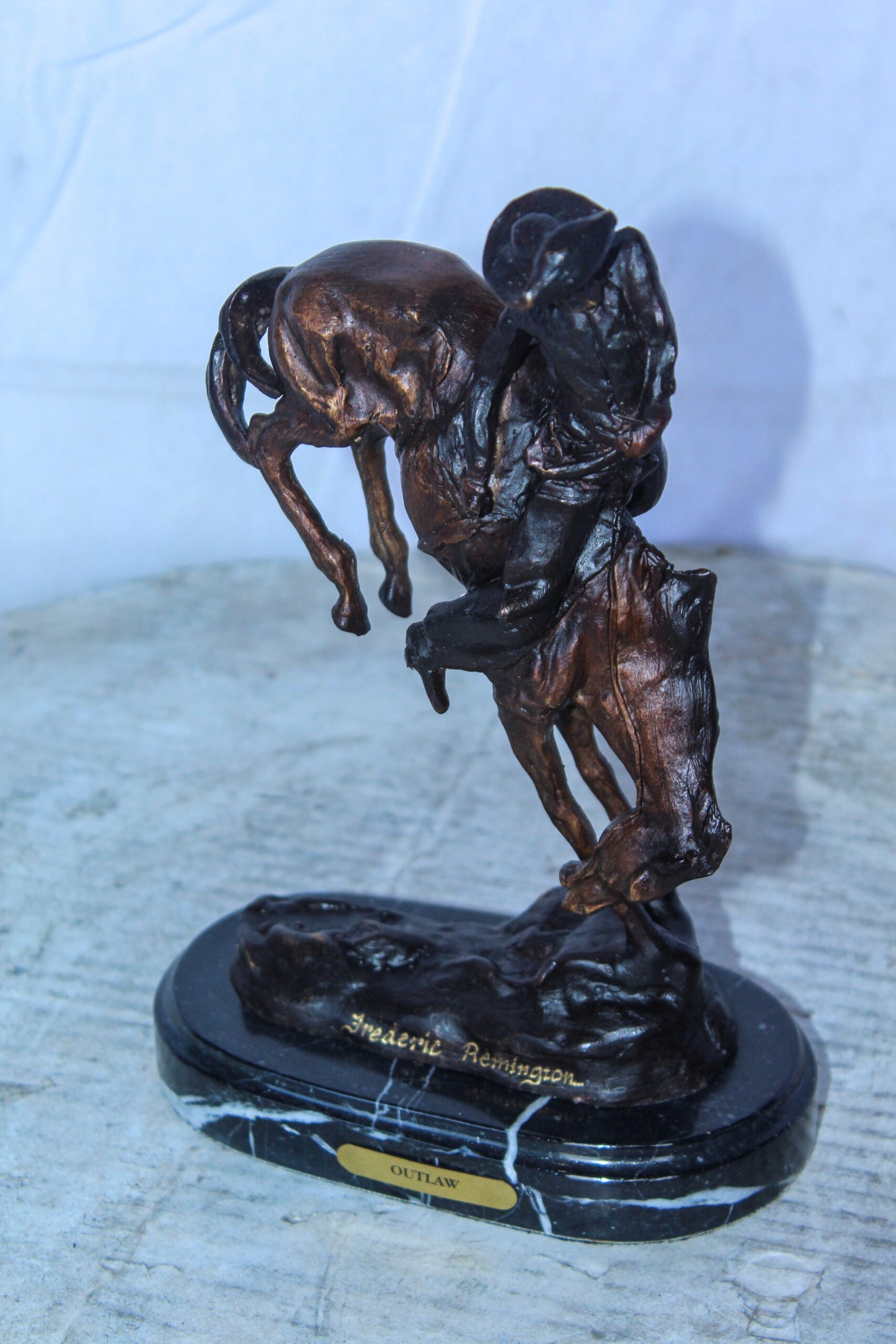 Outlaw by Remington Bronze Statue Replica, Western Decor 7" x 3" x 10"H