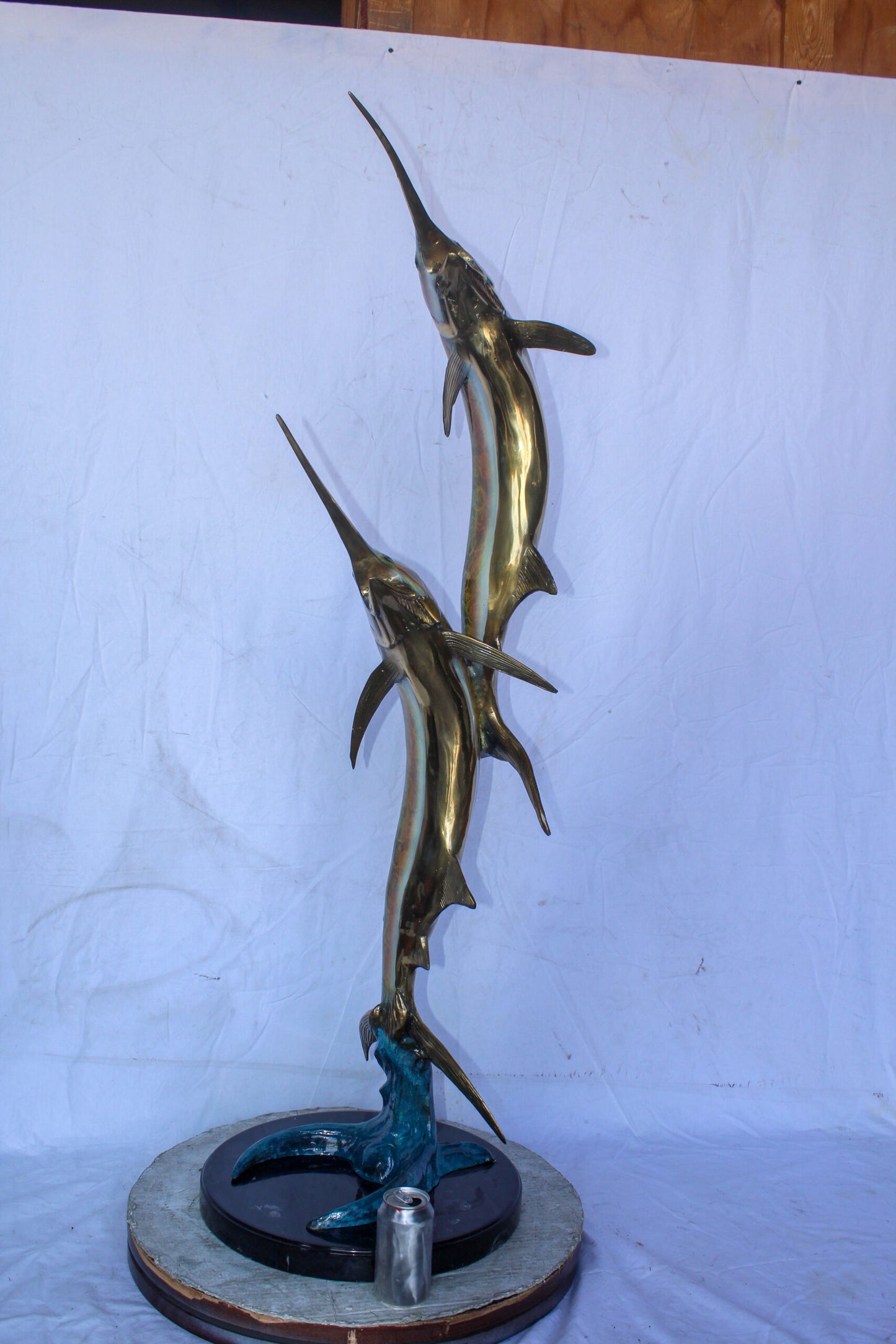 Pair of Marlin Fish Bronze Statue, Perfect Marine Decor 18" x 18" x 54"H