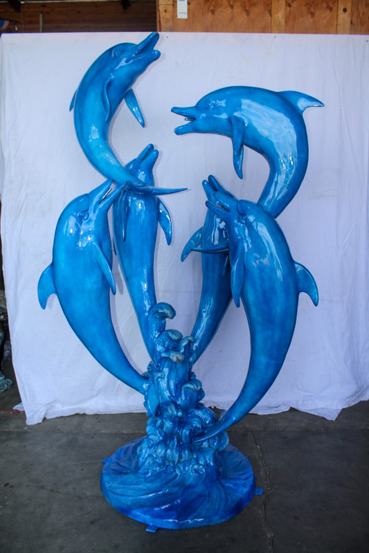 Giant and Impressive Bronze Fountain with Six Dolphins 65" x 45" x 92"H