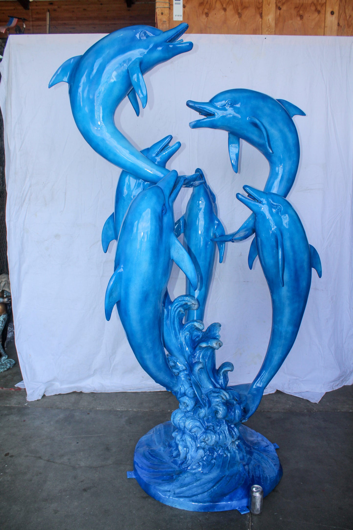 Giant and Impressive Bronze Fountain with Six Dolphins 65" x 45" x 92"H