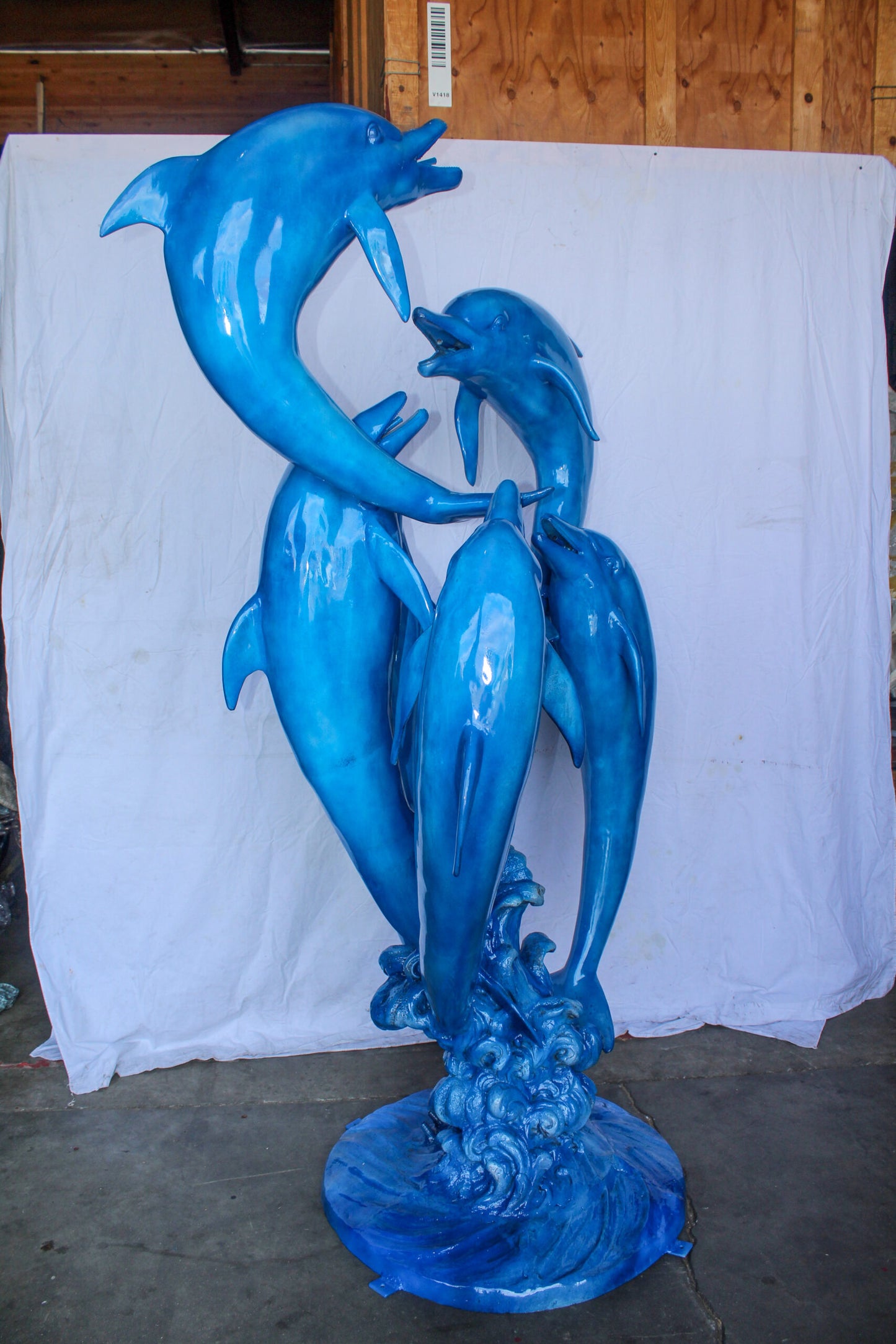 Giant and Impressive Bronze Fountain with Six Dolphins 65" x 45" x 92"H