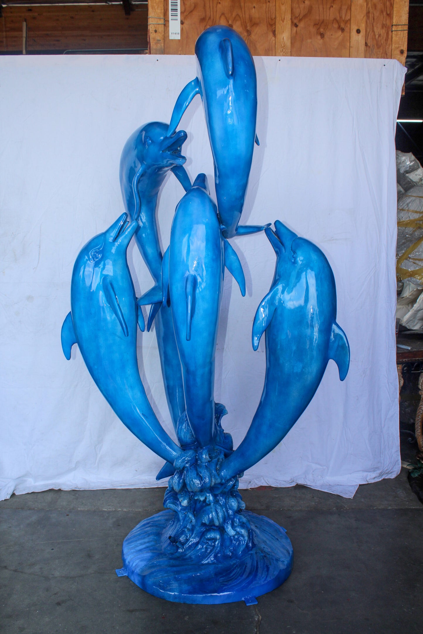 Giant and Impressive Bronze Fountain with Six Dolphins 65" x 45" x 92"H