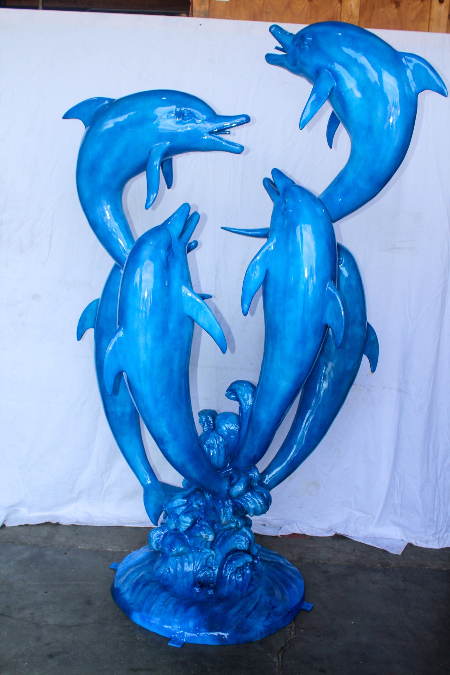 Giant and Impressive Bronze Fountain with Six Dolphins 65" x 45" x 92"H