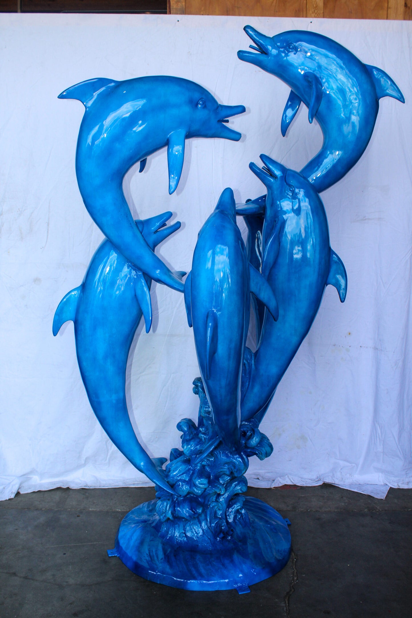 Giant and Impressive Bronze Fountain with Six Dolphins 65" x 45" x 92"H